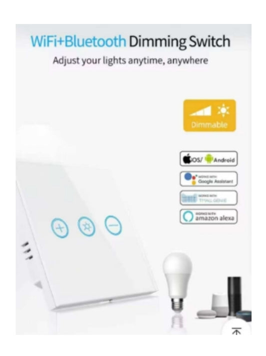 INTERRUPTEUR DIMMER INTELLIGENT VERRE BLANC Wifi + BLE