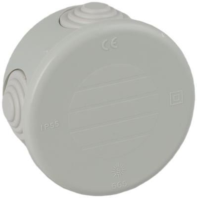 Boîte étanche de connexion Ø 70 x 35 mm avec cônes, gris 100665 SOLERA