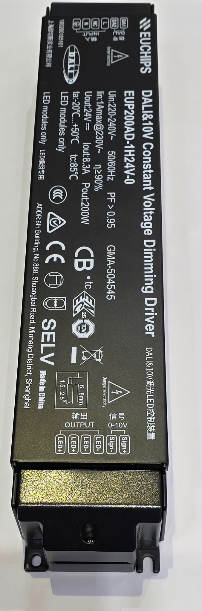 Driver Dimmable EUCHIPS 200W 24VDC DALI 0/1-10V (EUP200AD-1H24V-0)