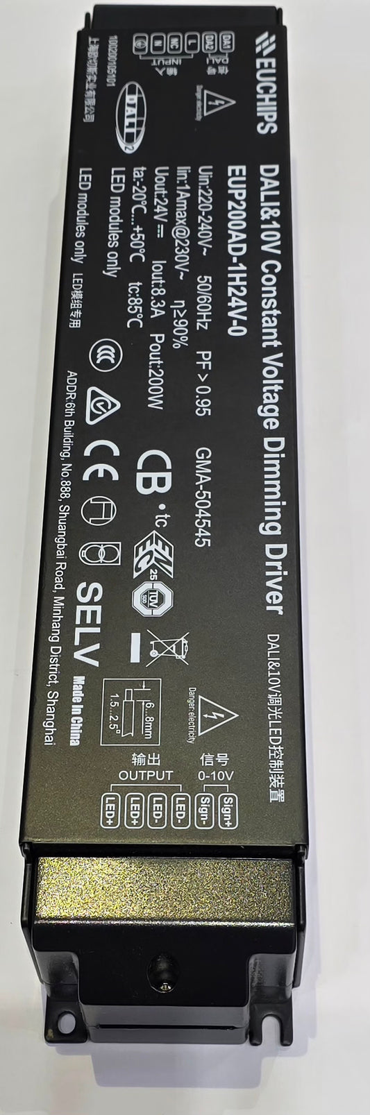 Driver Dimmable EUCHIPS 200W 24VDC DALI  0/1-10V (EUP200AD-1H24V-0)