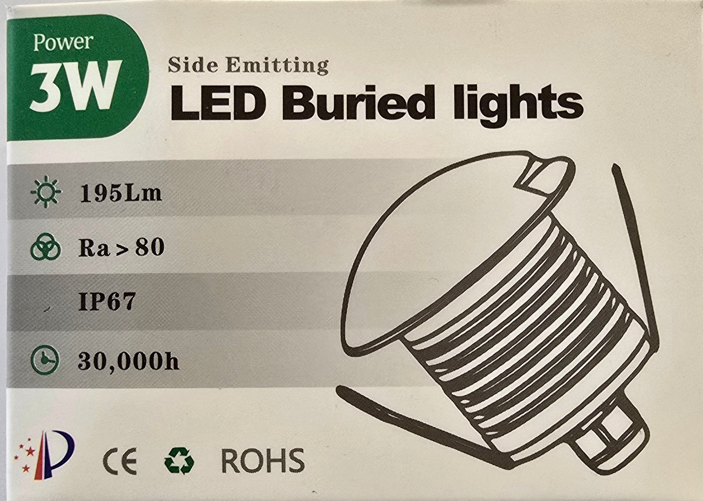 Mini Spot LED Balisage Sol 3W 12V-24V IP67 3500K