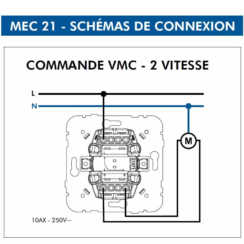 Mécanisme Interrupteur Va-et-Vient 10AX MEC21