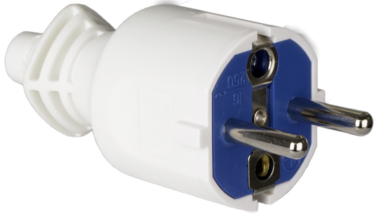 Fiche Mobile  2P+T (Française), 16A 250V~, Elastomère blanc 706CB SOLERA