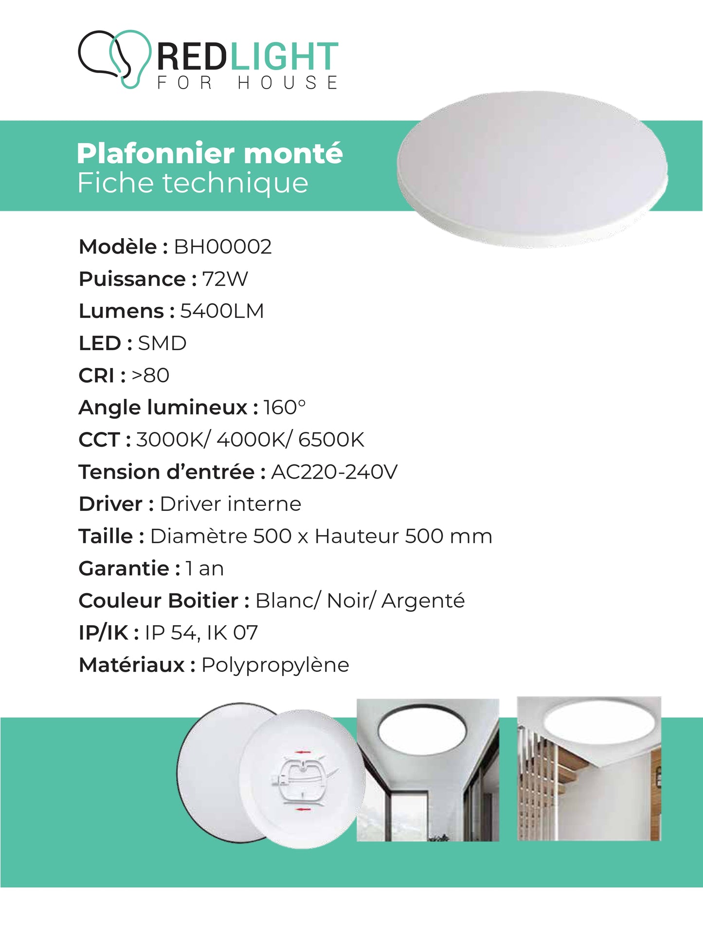 Plafonnier LED monté BH00002
