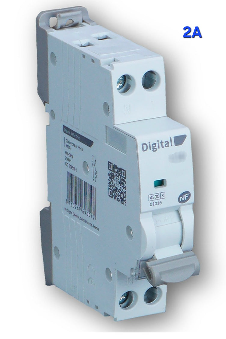 Disjoncteur 2A Ph/N C4,5 kA DIGITAL ELECTRIC