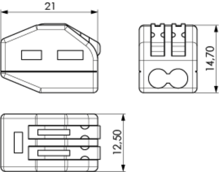 Bloc de 5 bornes. 2 entrées pour câble rigide 4 mm² / flexible 2,5 mm² CLE24 SOLERA