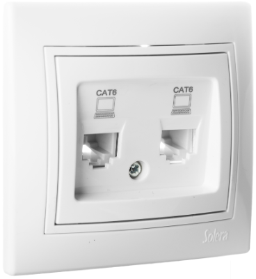 Prise Double RJ45 Catégorie 6 ERP88/2U Solera