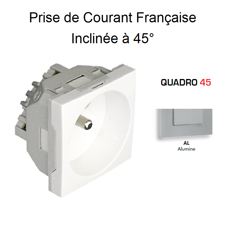 Prise Française inclinée à 45º avec Protection 45112 SRB QUADRO45 EFAPEL