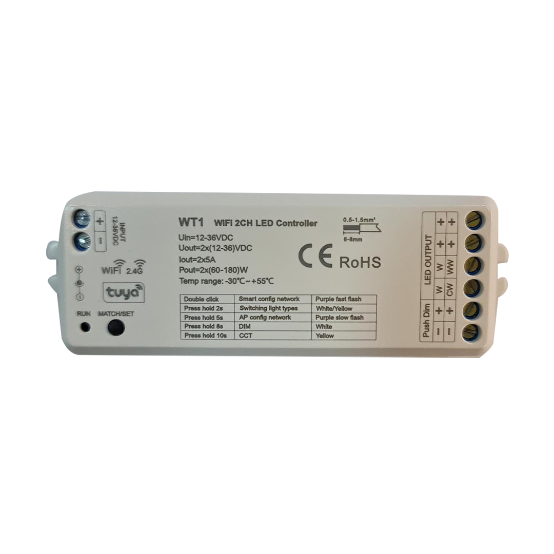 Contrôleur WT1 Wi-Fi & RF LED 2CH