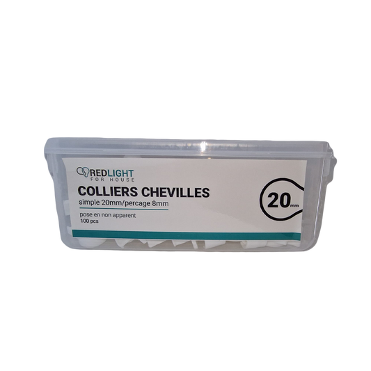 Collier de Cheville en Plastique Blanc Simple - 20 mm (Lot de 100 pièces)