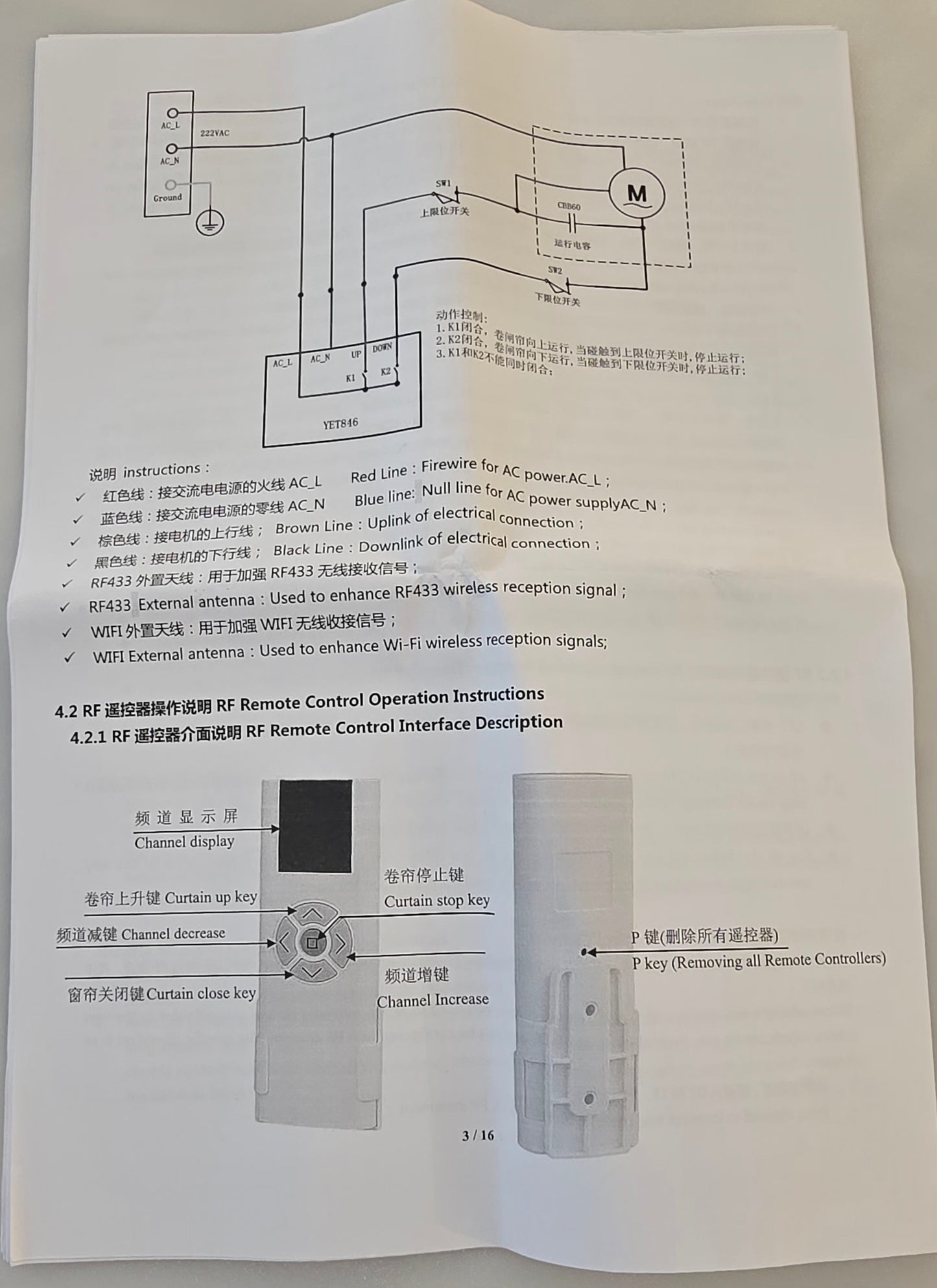 Contrôleur Volet Roulant WiFi + RF YET846WFR +2 Télécommandes