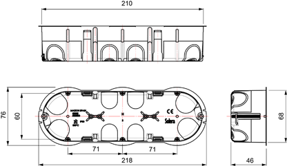Boîte d'Encastrement  Étanche à l'Air 3 Postes 210x68x46 5825EG Solera