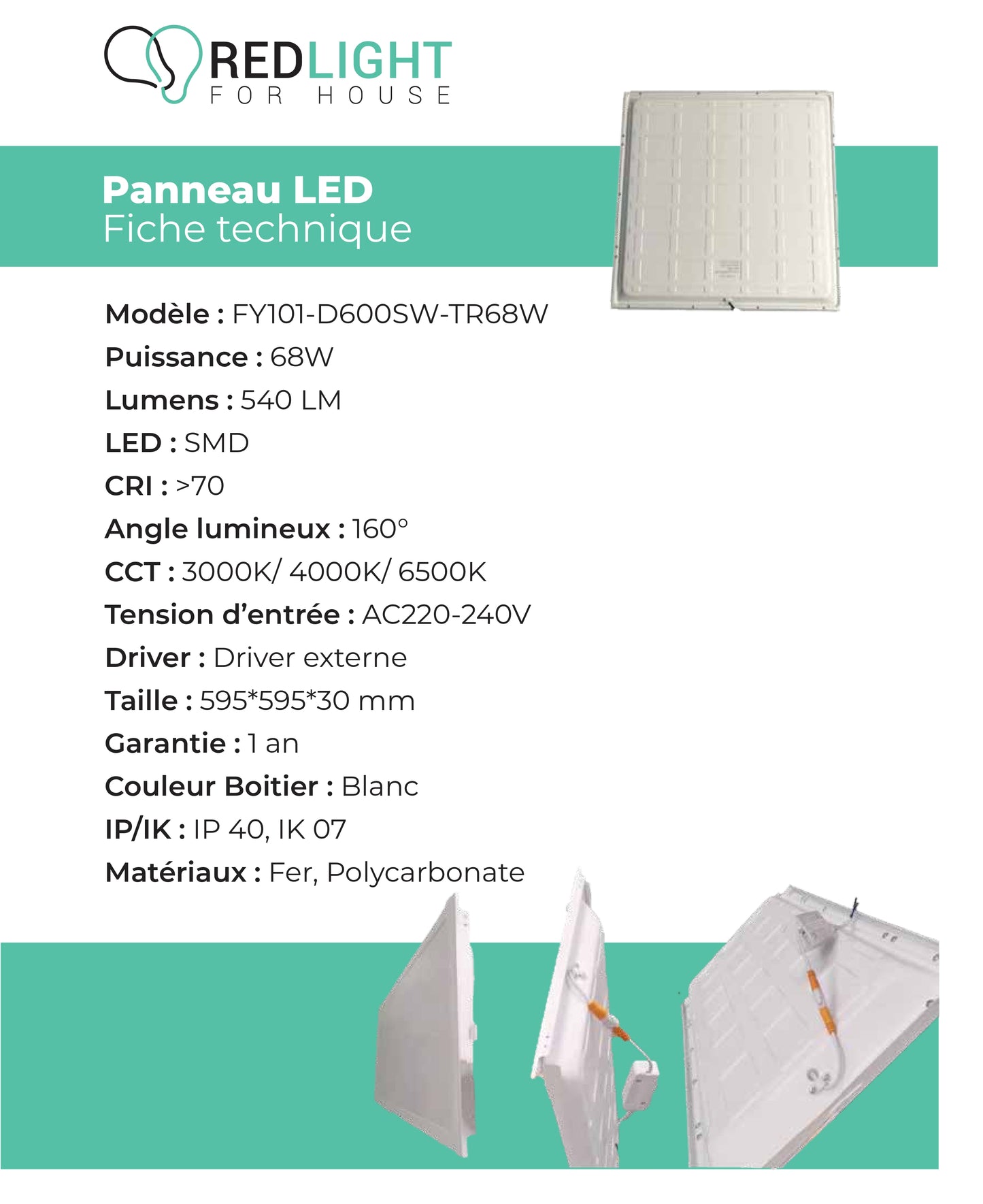 Panneau FY101-D600SW-TR68W