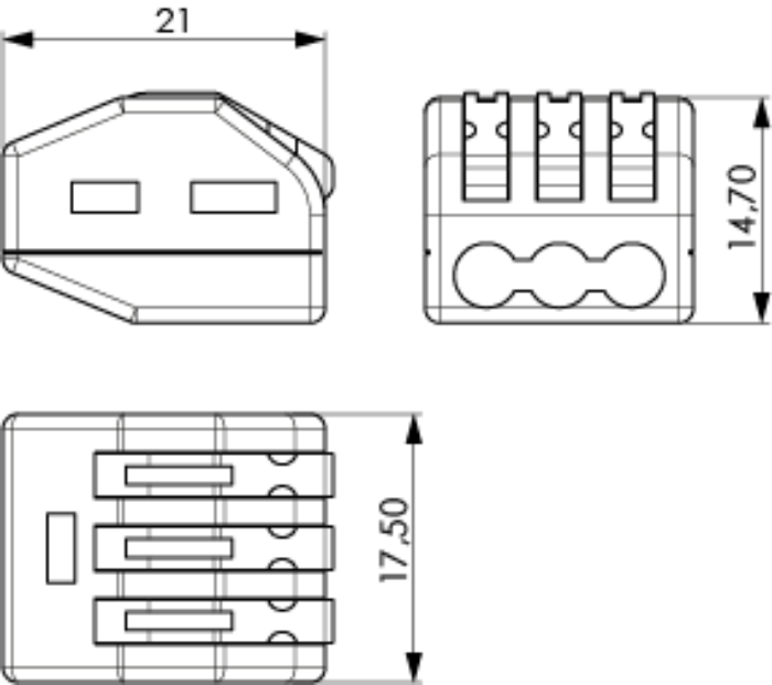 Bloc de 5 bornes. 3 entrées pour câble rigide 4 mm² / flexible 2,5 mm² CLE34 SOLERA