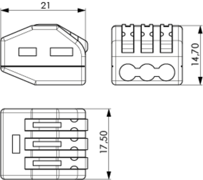 Bloc de 5 bornes. 3 entrées pour câble rigide 4 mm² / flexible 2,5 mm² CLE34 SOLERA