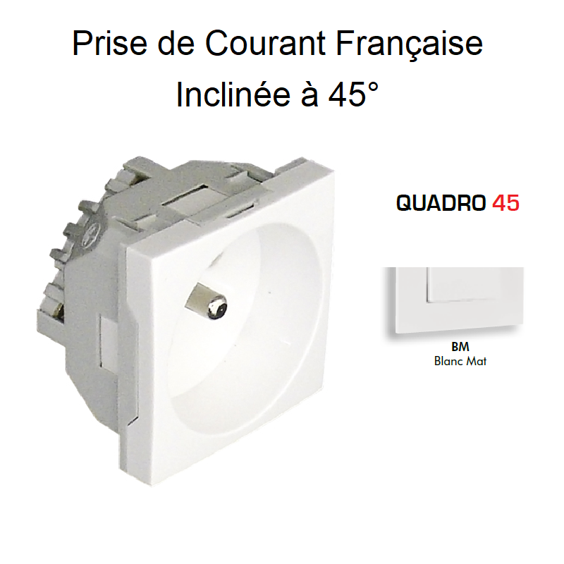 Prise Française inclinée à 45º avec Protection 45112 SRB QUADRO45 EFAPEL
