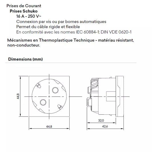 Prise de Courant Rouge Française inclinée à 45º avec Enclavement 45116 SVM QUADRO45 EFAPEL