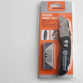 Couteau Cutter Pliant Werckmann avec 5 Lames de Rechange et Clip Ceinture (Noir) (Orange) (Gris)